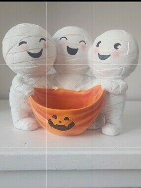 Halloween Mummy Trio Candy Dish - White & Orange